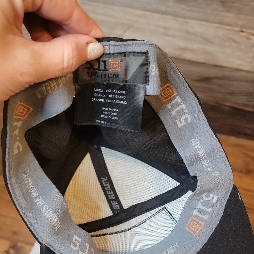 5.11 Tactical Black and Gray Structured Hats with Logo Patches